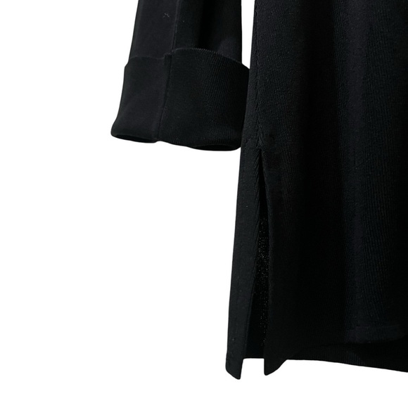 Exclusively Misook Medium Black Cuffed 3/4 Sleeve Sleek Classic Blouse Y7 - Picture 3 of 4